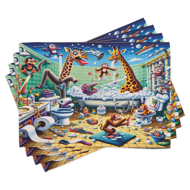 Ambesonne Polyester Sea Green Blue And Mustard Rectangle Placemat Wayfair